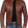 decrum brown leather jacket mens cafe racer real lambskin leather 33