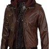 decrum hooded leather jacket men bomber leather jackets for men with 18 1