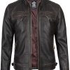 decrum leather jacket men real lambskin cafe racer biker style casual 6 1