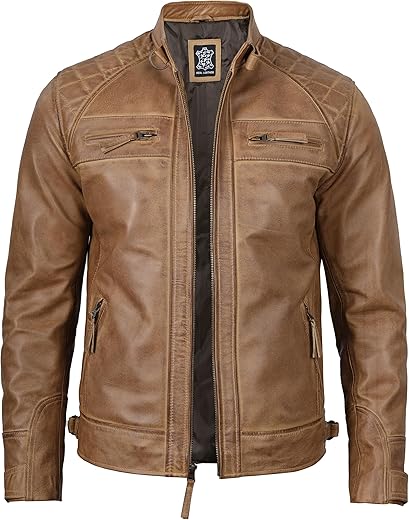 thumbnail image 2 of Men's Vintage Distressed PU Leather Jacket - Racer Biker Style Casual Spencer For Fall & Winter 2 of 13