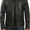 decrum mens leather jacket cafe racer style real lambskin leather jacket men 6 1