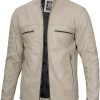decrum mens leather jacket real lambskin cafe racer style leather biker 13 1
