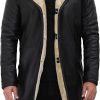 decrum shearling leather trench coat mens black real lambskin long leather 1 1